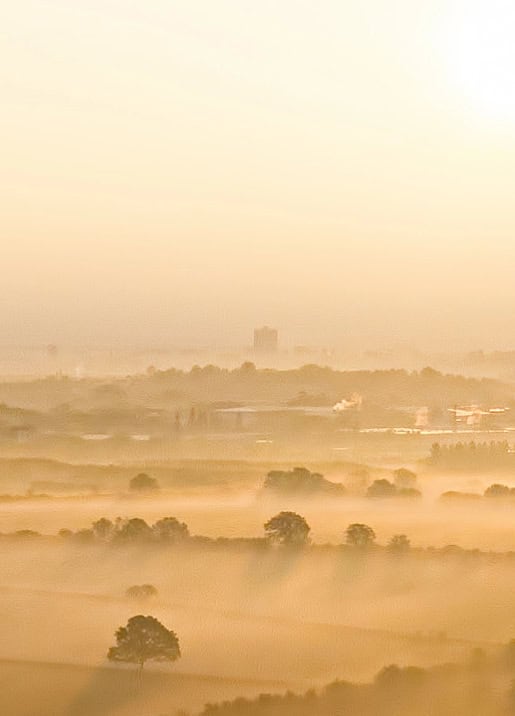 View looking towards Swindon on a foggy morning