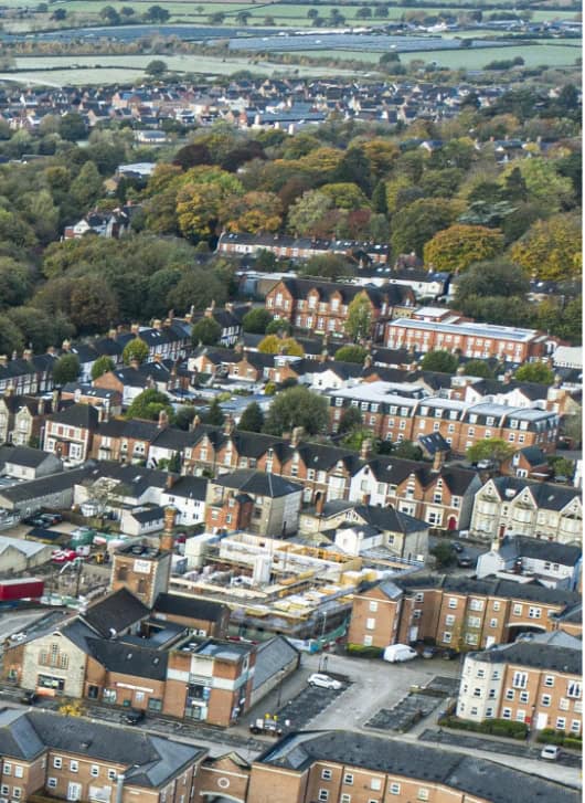 Some blocks of flats in Old Town taken form above
